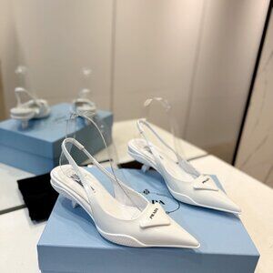 Prada Chic White Slingback Heels